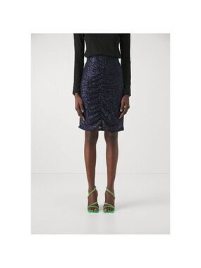2nd Day NEW women Navy Blue sequin pencil skirt sz 36 (Small) BNWT ruched